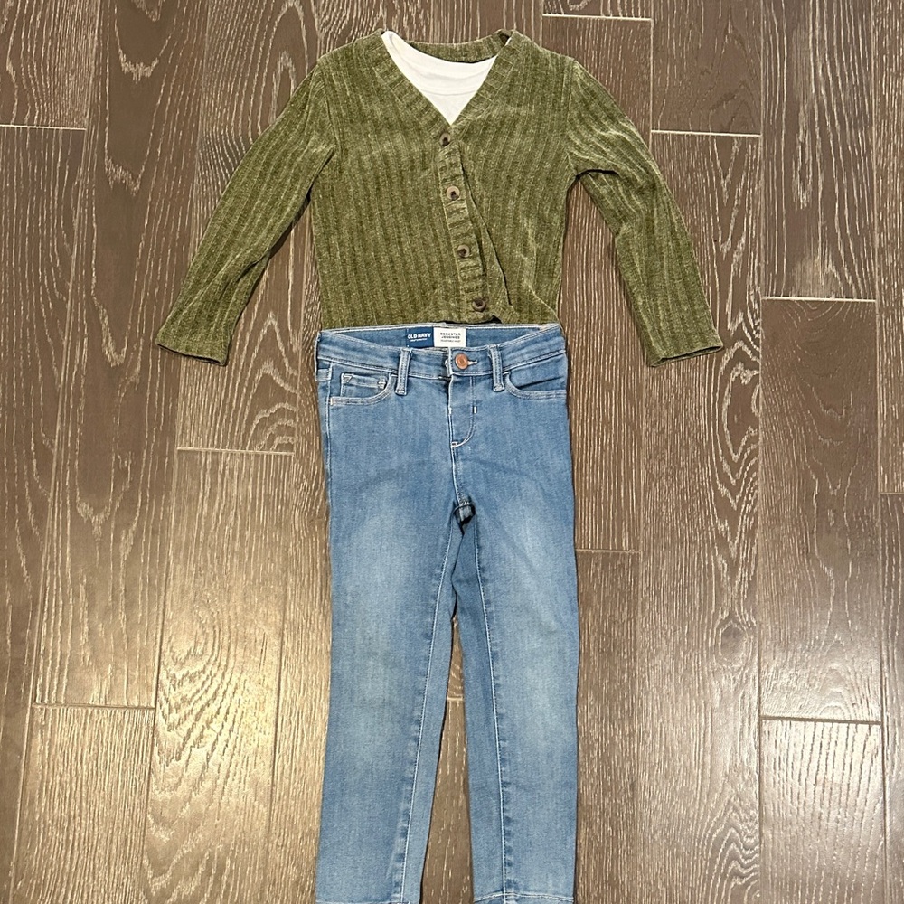 Old Navy Olive Green Ribbed V-Neck Cardigan